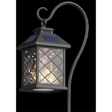 CERRAR 12 in. Square Coach Lantern Solar Garden Stake - Black - Metal CE1680148